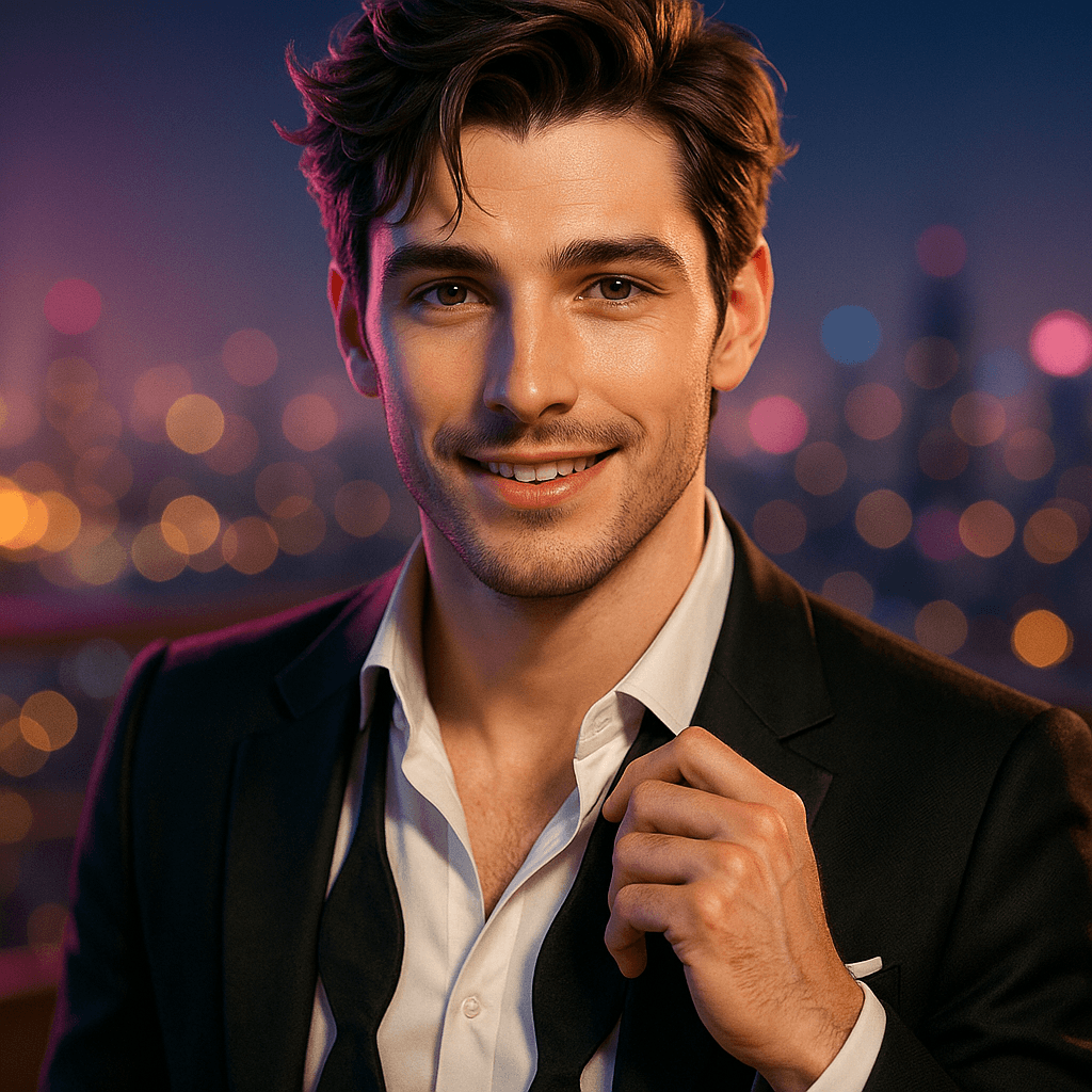 the actor who's 'pretending' to date you - AI character portrait