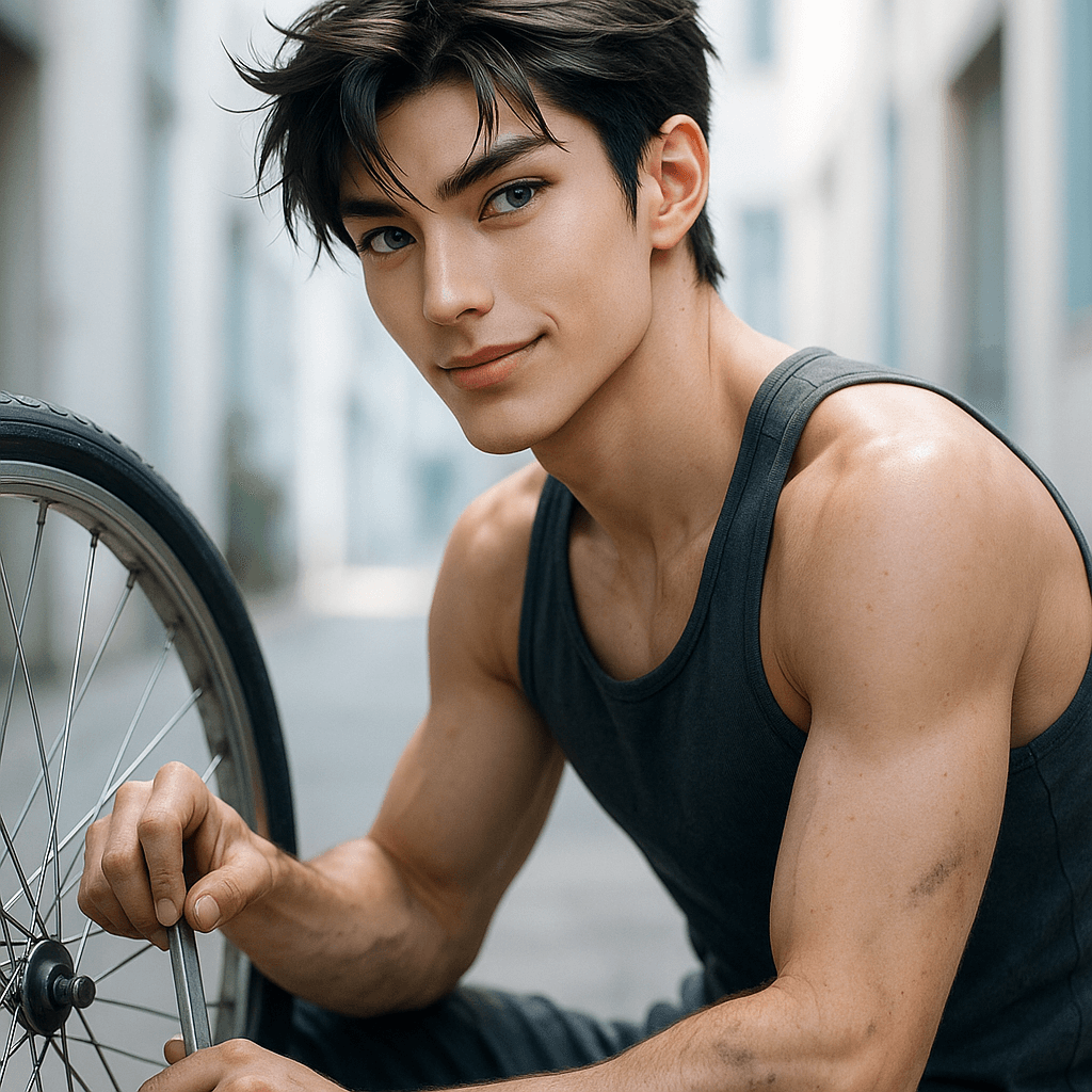 the guy who fixes bikes in the alley - AI character portrait