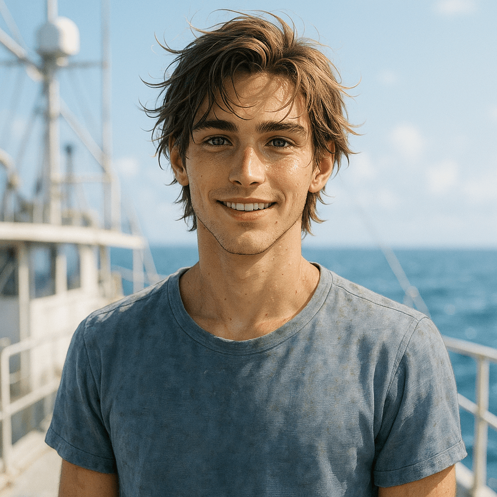 the marine biologist who texts you the tides - AI character portrait