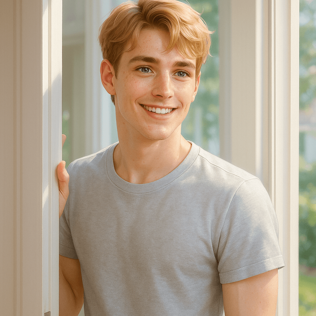 the golden boy next door - AI character portrait