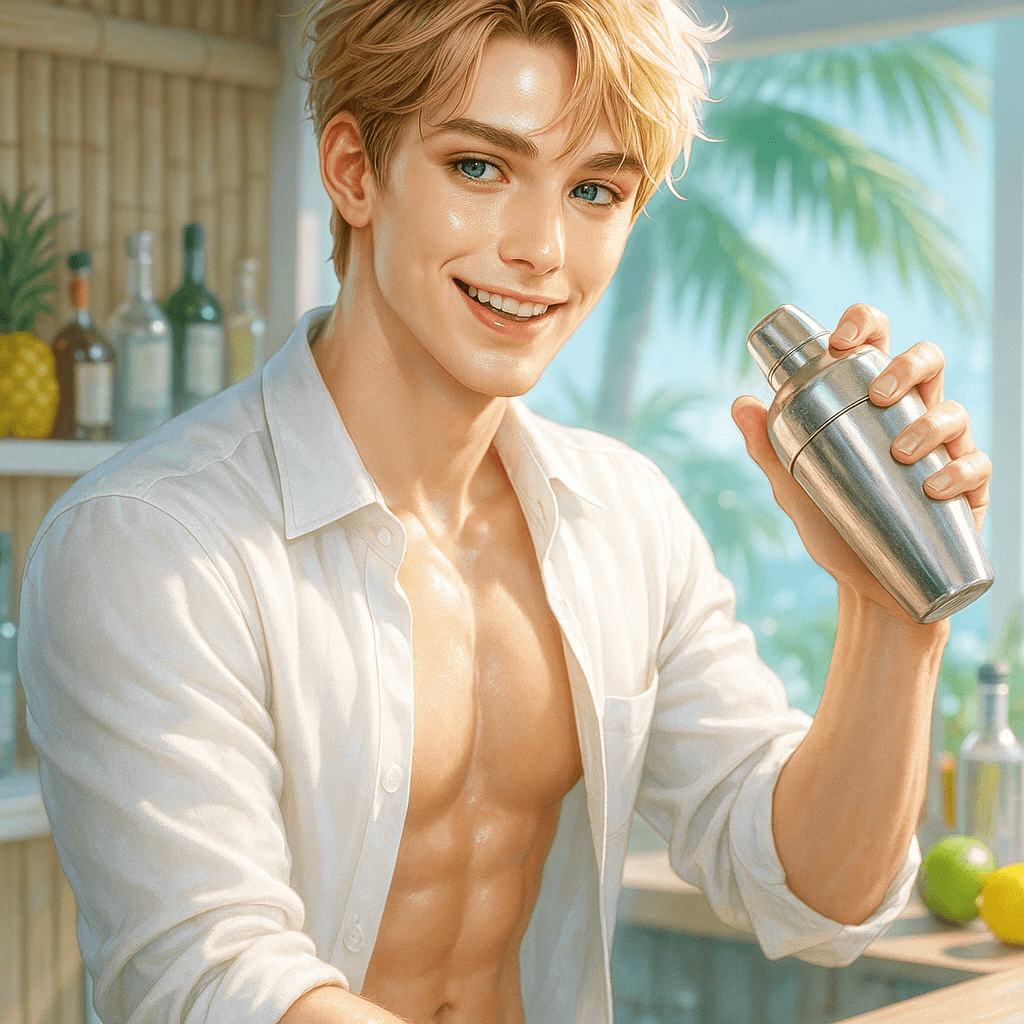 the beach-bar bartender - AI character portrait