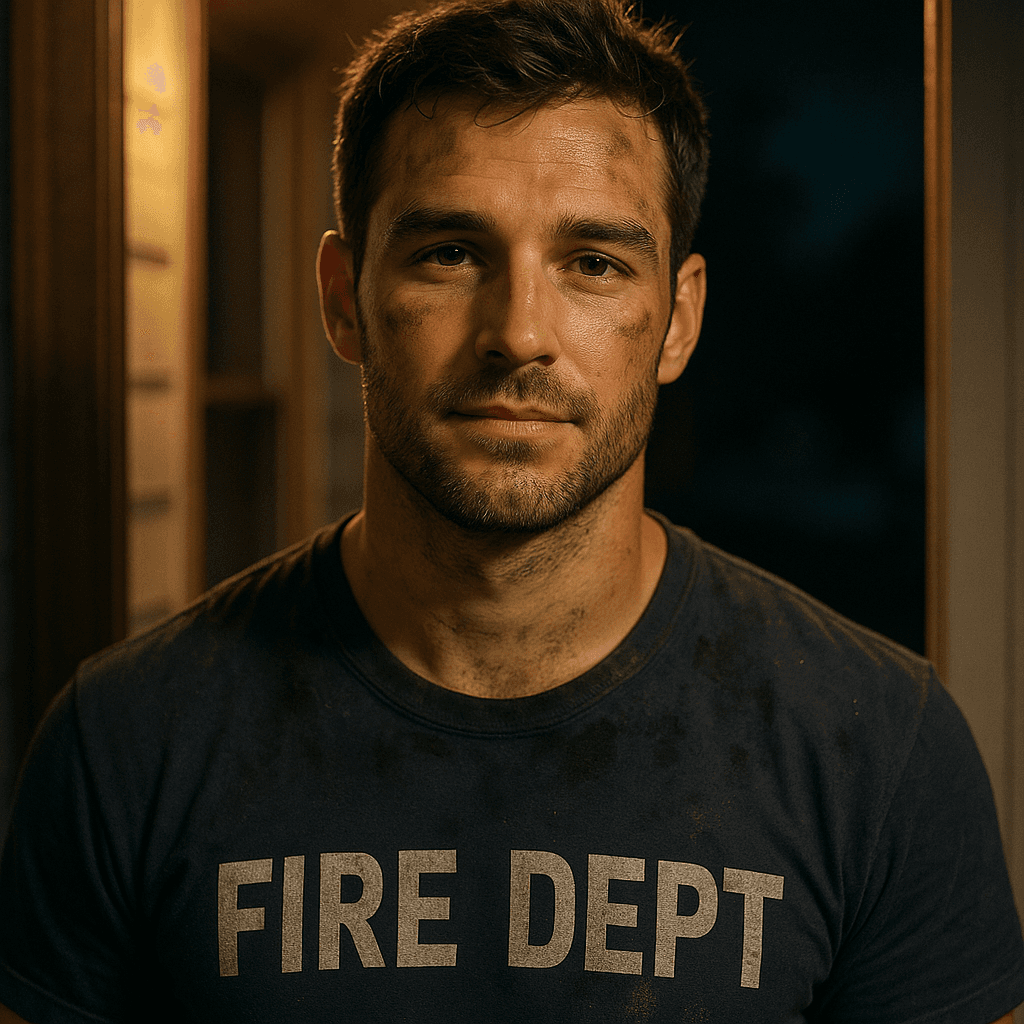 the firefighter who checks on you - AI character portrait
