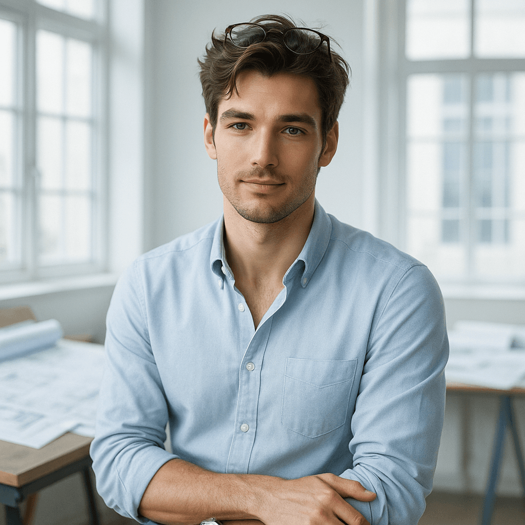 the architect who drew your dream house - AI character portrait