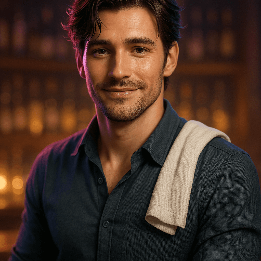 the bartender who remembers your order - AI character portrait