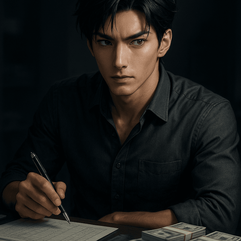 the cartel accountant who knows where it's buried - AI character portrait