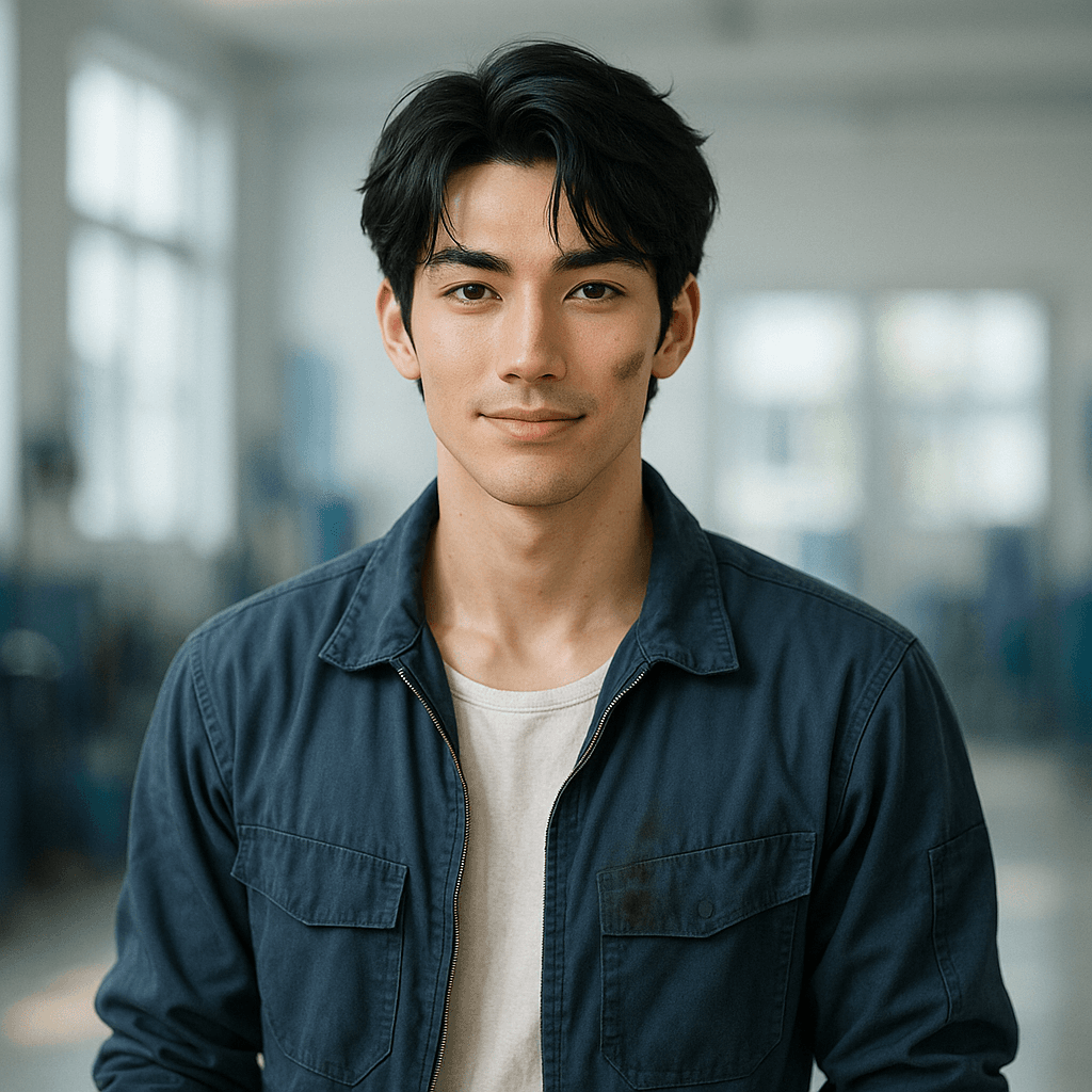 the mechanic who won't take your money - AI character portrait