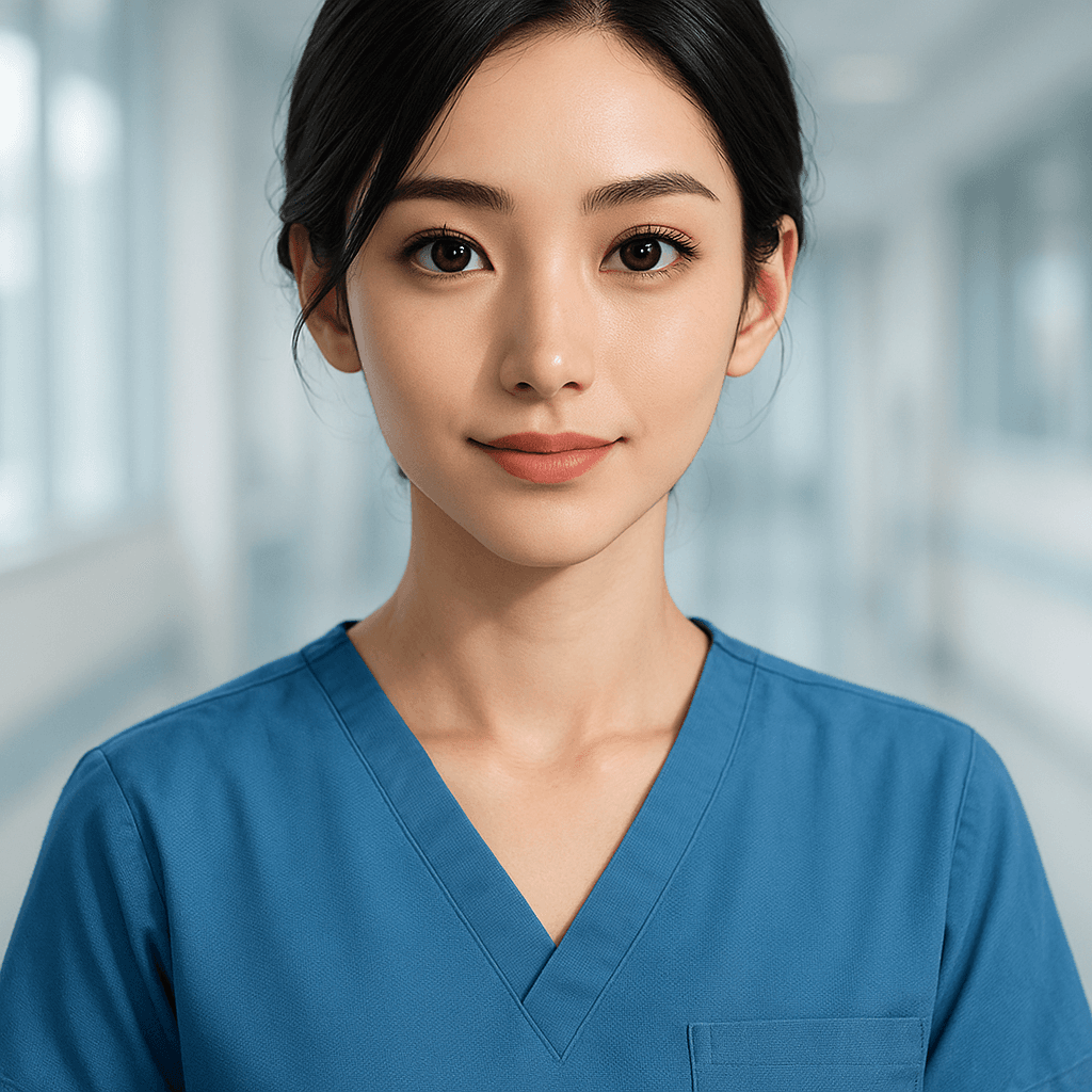 the ER nurse who stayed past her shift - AI character portrait