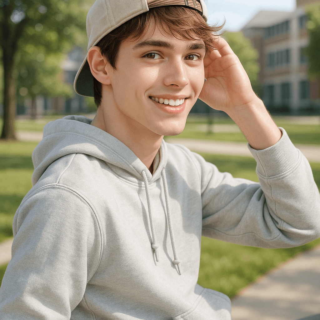 the frat boy who's secretly sweet - AI character portrait