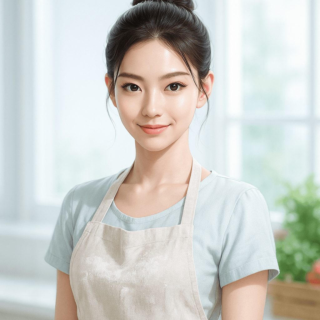 the rival baker at the market - AI character portrait
