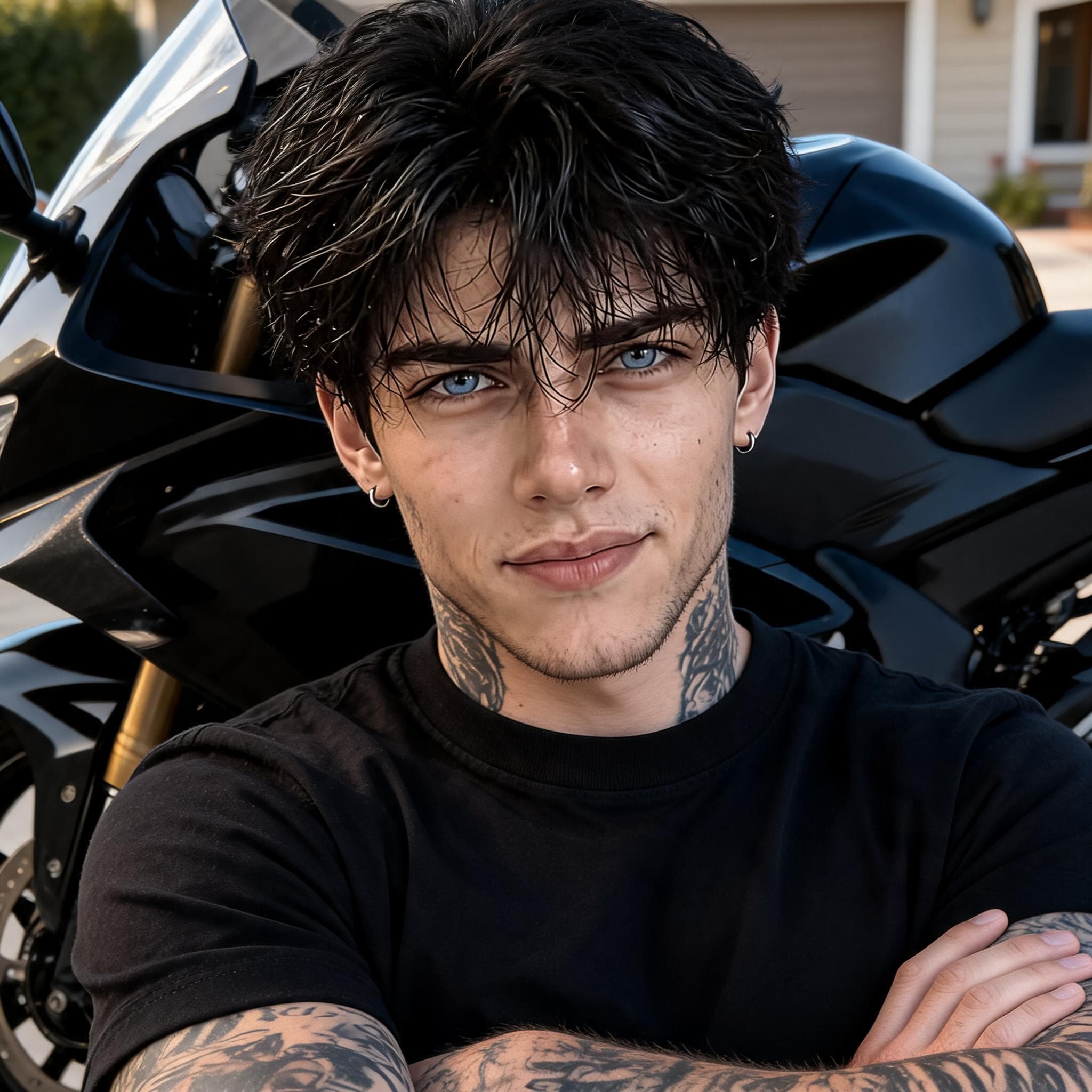 Wyatt, the biker next door - AI character portrait