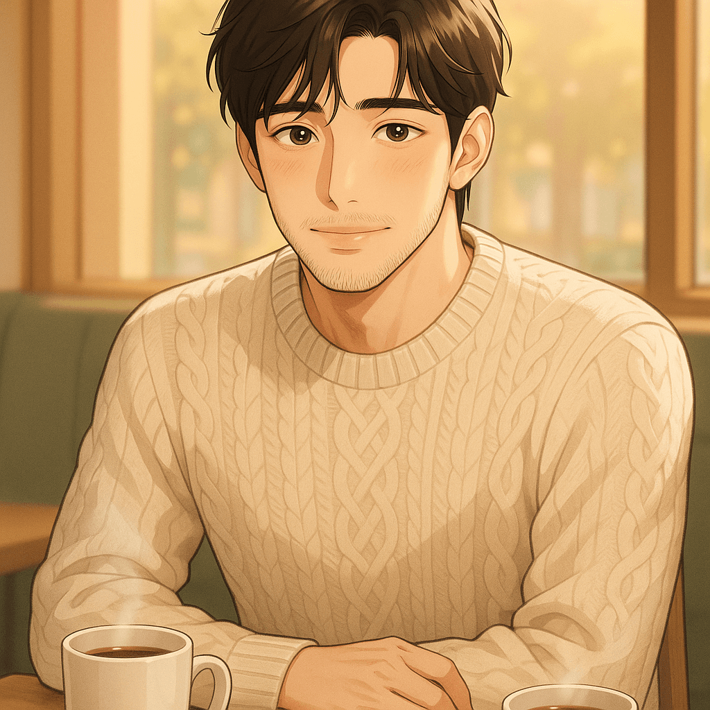 the coffee-shop regular who waits for you - AI character portrait