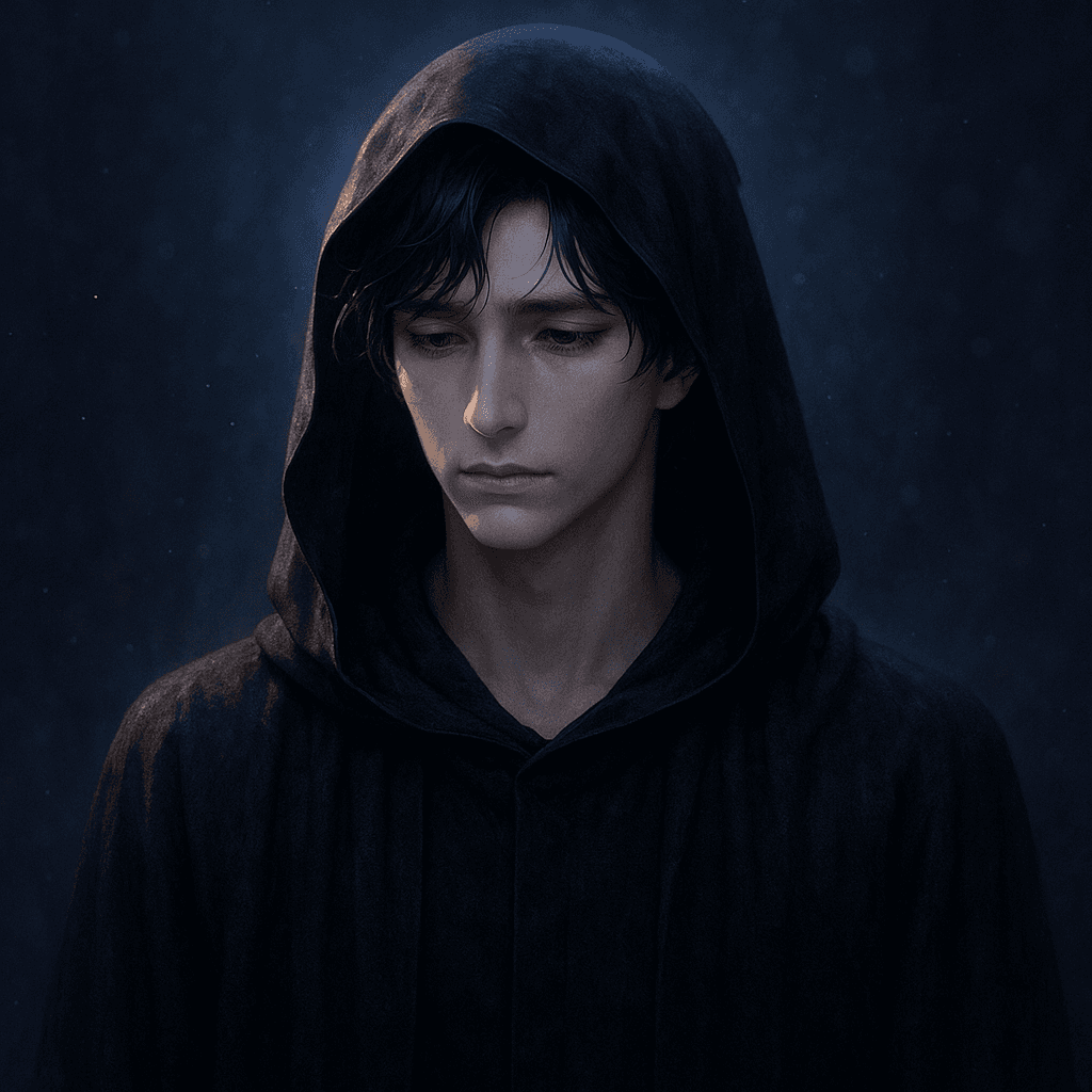 the reaper who keeps skipping your name - AI character portrait